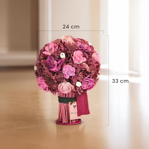 IRIS Floral Dry Flower Bouquet, Flowers Bunch for Home Decor Made Out of Natural Material, Fragrance- Romance with top up Spray Bottle, Bouquet for Living Room,Bedroom. Office Table Decoration .