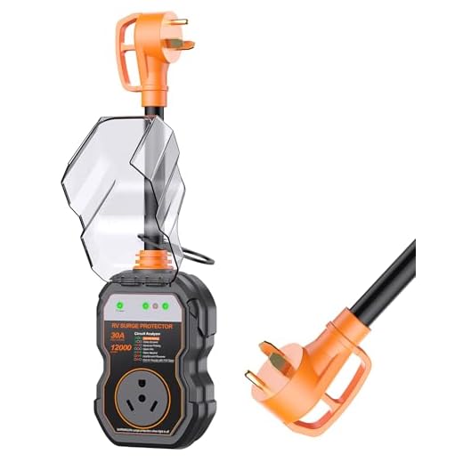 GEARGO RV Surge Protectors 30 Amp, 12000 Joules RV Circuit Analyzer, IP68 Surge Voltage Protection, RV Adapter Plug for Camper (Orange)