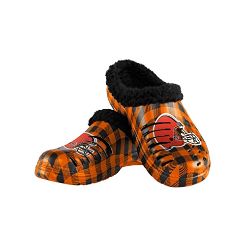 FOCO Cleveland Browns NFL Mens Sherpa Lined Buffalo Check Clog - L