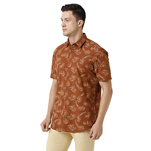 Image of Men's Slim Fit Half Sleeve Casual Shirt Brown