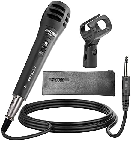 5 CORE Premium Handheld Microphone Unidirectional Vocal Dynamic Cardioid with Detachable 10ft XLR Cable, Mic Clip, Mesh Grille & ON/Off Switch Suited for Speakers, Mixers, Karaoke Singing- PM 883