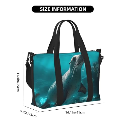 Carry On Duffle Bags Overnight Weekender Bags for Women, Sunshine Blue Ocean Seal Personal Item Travel Bag, Travel Essentials Sport Gym Bag for Men Women2