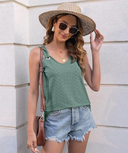 Disamer Womens Tank Tops 2025 Loose Fit Casual Summer Spaghetti Strap Trendy Spring Cute Lace Sleeveless T Shirts3