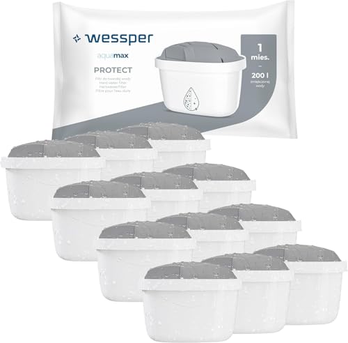 Wessper Wasserfilter für Hartes Wasser 12 Stück | Ersatz für Dafi Unimax Aquaphor A5 BRITA Maxtra+ PHILIPS AWP212/10 Wasserfilter-Kanne | Wasserfilterkartuschen Reduziert Chlor Kalk | Reineres Wasser