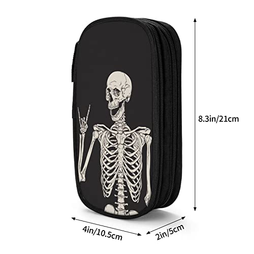Image of YETTA YANG Halloween Skeleton Funny Skull Pencil Box Case for Pen Holders Office Supplies Big Capacity large