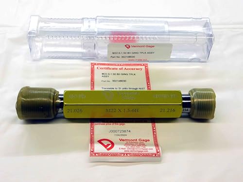 New M22 X 1.5 6H Vermont Thread Plug GAGE 22 GO NO GO P.D.'S = 21.026 & 21.216 - DW30272VTG