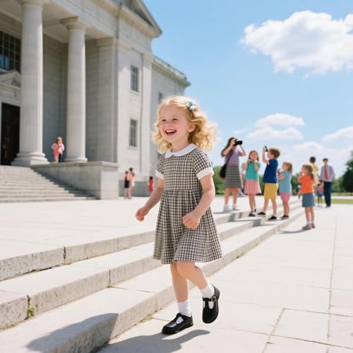Image of GINFIVE Toddler Girls Dress Shoes Little Kids Flats School Mary Janes Shoes