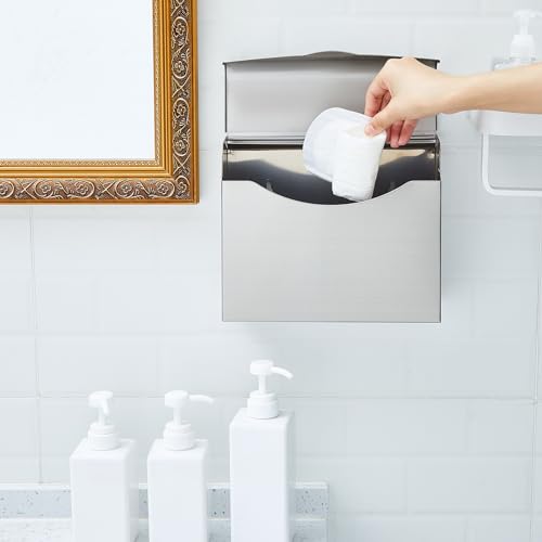 Tioncy BOO-TIONCY-3608 4 Pcs Sanitary Napkin Disposal Receptacle Stainless Steel Sanitary Napkin Receptacle Wall Mounted Tampon Disposal Bin Waste Tampon Holder Feminine Hygiene Disposal Container thumb #3