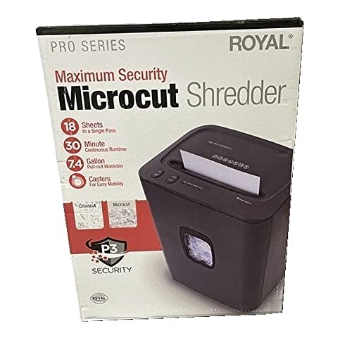 Royal Consumer Micro-Cut Paper Shredder, 18 Sheet, Ultra Quiet Pro Series, Auto Start/Stop Function, Basket Full Sensor, Black/Silver (Rds-89117X) #TOP1