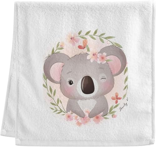 フェイスタオル 猫柄 おもしろ ハンドタオル 花柄 コアラ2 バスタオル 吸水 速乾 軽量 薄手 耐久性 綿100% 抗菌防臭 ギフト 75×40cm 1枚セット