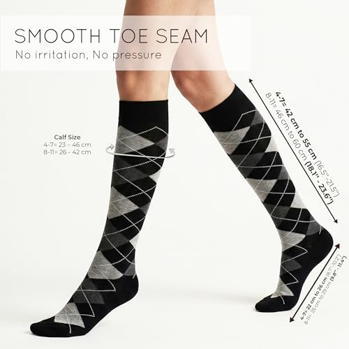 Image of Mysocks Unisex Knee High Long Socks Argyle