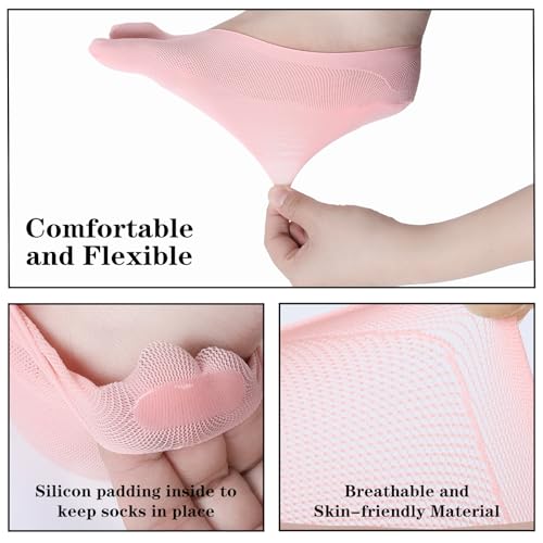 Ptwola 6 Pcs Sock Align Toe Socks No Show Low Cut Liner Five Finger Socks Bunion Relief Separator Socks Compression Correction Breathable Full Toe Sock for Women Men Yoga Non Slip Heel Grip Athletic