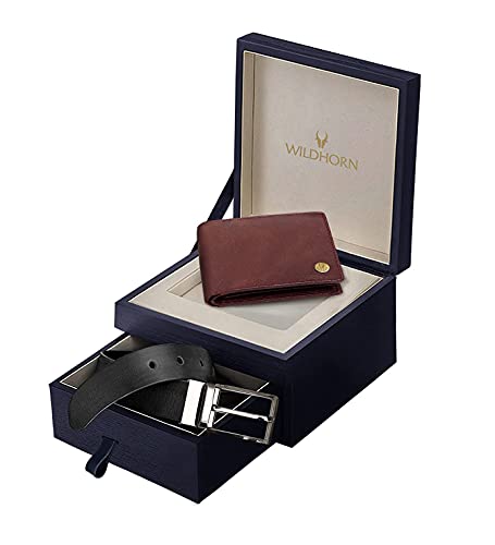 Image of WildHorn Leather Gift Hamper Wallet for Men,Black