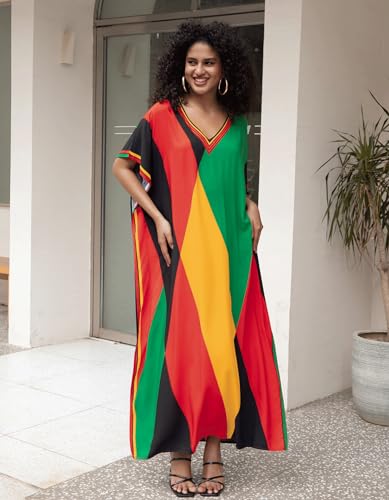 Image of NFVNKJ Women's Plus Size Beach Lounge Kaftan Maxi Dress Swimsuit Coverup for Women