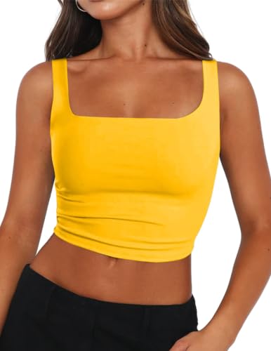 Zeagoo Women's Square Neck Crop Tops Cute Double Layer Casual Slim Tank - image 1