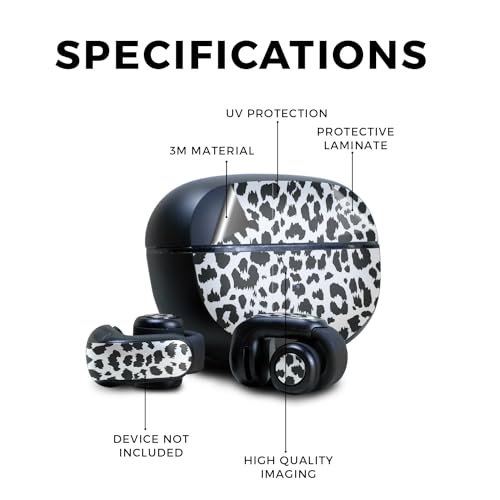 Image of Skin Compatible with Bose Ultra Open Earbuds - Snow Leopard Print - Premium 3M Vinyl Protective Wrap Decal Cover - Easy to Apply | Crafted in The USA by MightySkins