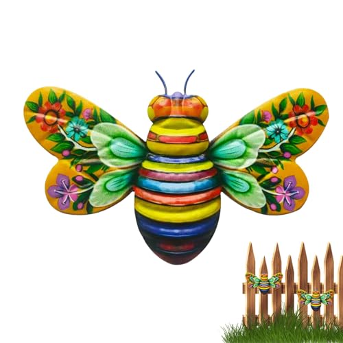 Genérico Decoración de jardín de Abejas, Arte de Pared de Abejas | Adornos de Escultura artística para jardín - Decoración de jardín de Abejas Vintage, Colorida, Pintada a Mano, para Valla, Patio,