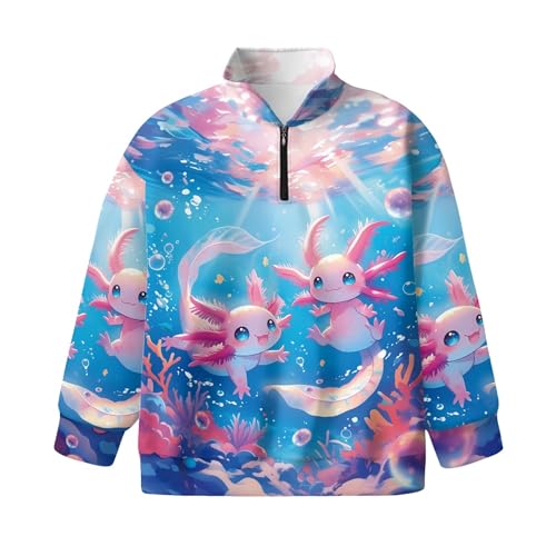 Image of AmzPrint Girls Graphic Quarter Zip Coat Long Sleeve Lightweight Oversized Athletic Running Hoodies For Kids Teen Girls