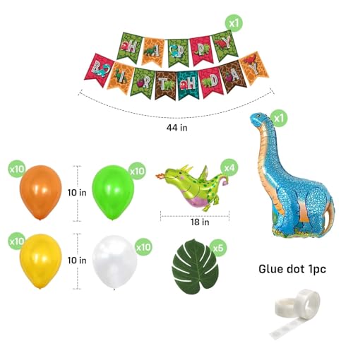 Image of Party Propz Dinosaur Theme Birthday Decorations - 52Pcs Birthday Decoration Kit, Birthday Decoration Items, Dinosaur Balloons For Birthday, Dinosaur Foil Balloons For Kids (Cardstock)