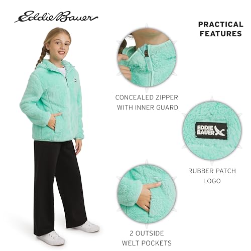 Image of Eddie Bauer Girls' Quest Plush High Pile Faux Sherpa Hooded Jacket