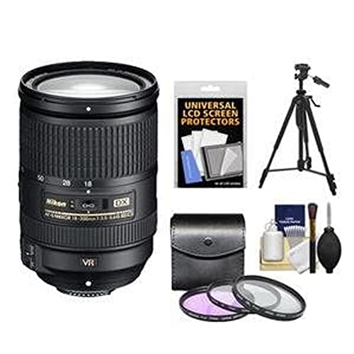 Nikon 18-300mm f/3.5-5.6G VR DX ED AF-S Nikkor-Zoom Lens - Factory Refurbished with 3 (UV/FLD/CPL) Filters + Tripod + Accessory Kit