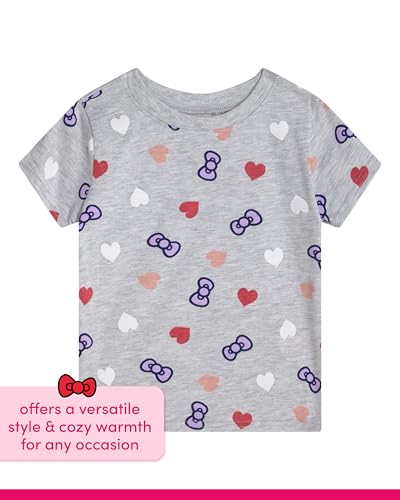 Image of Hello Kitty Girls Legging Set - 3 Piece Short Sleeve Girls Shirt Sweat Shirt Kids & Leggings Matching Set, Size 5-6, Purple /Navy