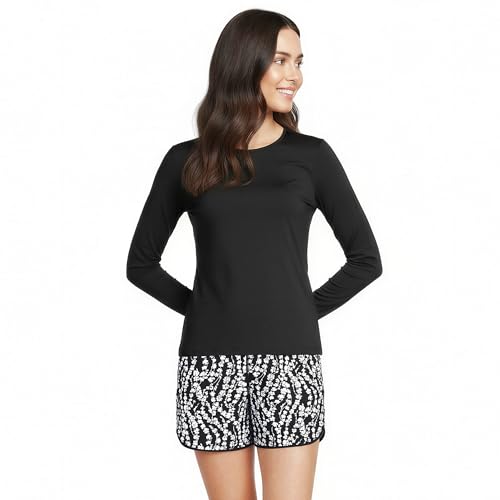 Best UV Protection Swimsuits for Women Over 50 (UPF 50+ Styles Worth Buying) 9 Lands' End Womens Long Sleeve Swim Tee Rash Guard Black Plus 1x