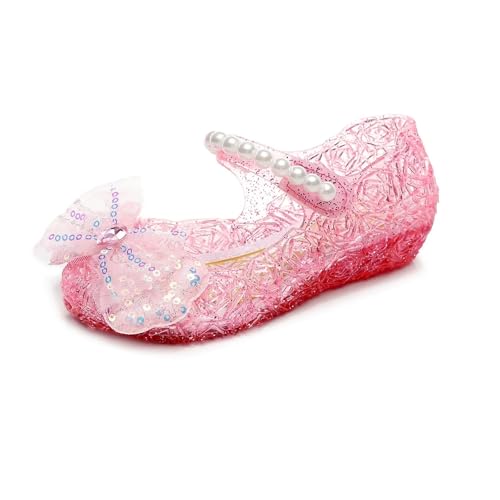Princess Sandal Summer Adorable Beach Shoes Girls Lightweight Breathable Soft Bottom High Heels Crystal Sandals(Pink,28in17.2cm)
