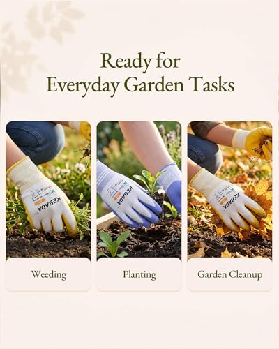 Image of Kebada Gardening Gloves for Women, MicroFoam Latex Coated, Gifts, 6 Pairs