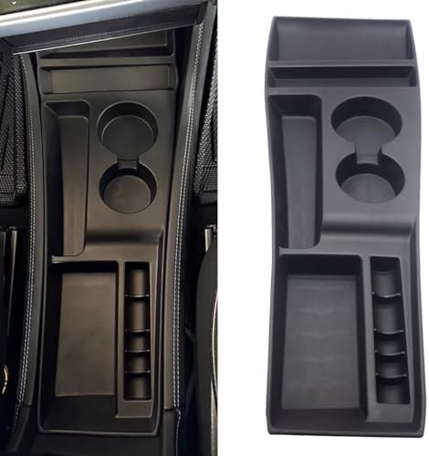 for 2012-2015 Tesla Model S Center Console Organizer Tray, Silicone Cup Holder Compartments Storage Bins fits Model S Accessories