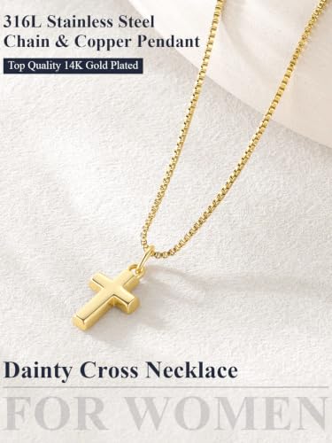 Image of U7 Cross Necklace for Women,Silver /14K Gold Plated Cross Necklace with 18-20 inch Box Chain,Tiny /Medium /Large Cross Pendant Necklace Religious Necklaces Christian Jewelry Gift for Her