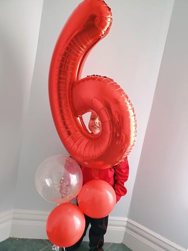 Image of 5 Balloon Numbers Birthday Decorations, 40In Red Balloons for Men Women | Eye-catching Appearance, Perfect Decorative Centerpieces, Convenient Self-sealing Structure, Widely for Various Occasions