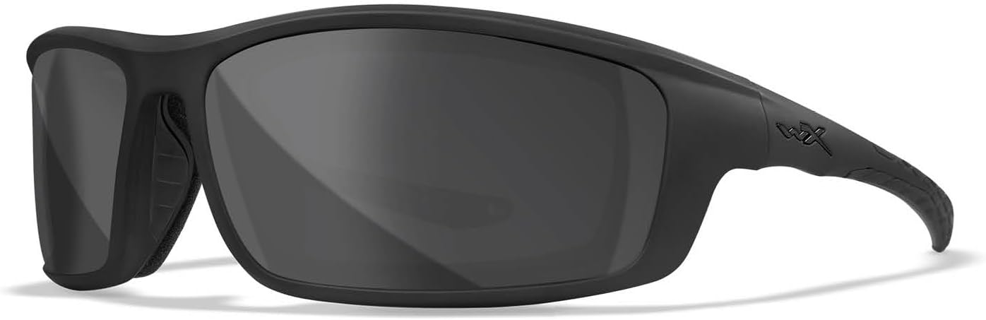 Wiley X WX Grid Sunglasses, Safety Glasses for Men and Women, UV Eye Protection for Shooting, Fishing, Biking, and Extreme Sports, Matte Black Frames, Smoke Grey Tinted Lenses