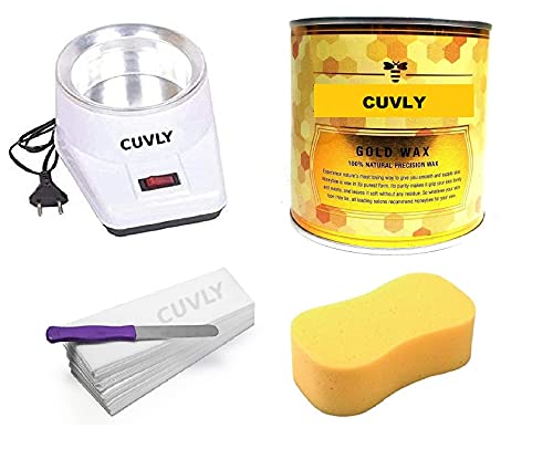 Image of Wax Machine Wax Heater Machine, 600 gram Hot Wax Cream, 70 pieces Wax Strips and Knife, Hair removal Waxing Kit, Wax Kit for women and mens, Wax Heater Combo (GOLD WAX)