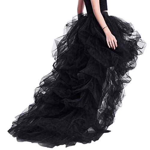 WDPL Women's Long High Low Ruffles Party Tulle Skirt2