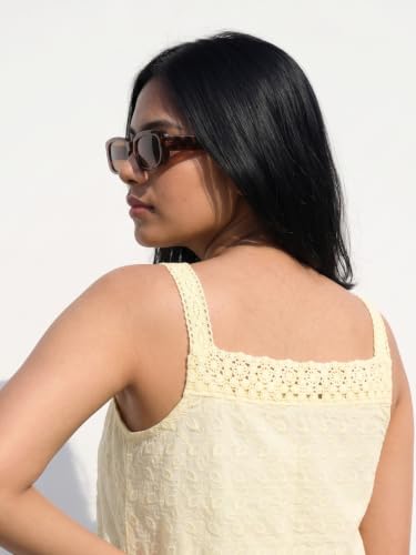 Image of Tokyo Talkies Women's Sleeveless Shoulder Strap Embroidered Tops| Stylish Casual wear