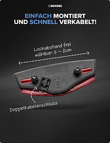 BÜCHEL Fahrrad Rücklicht LED StVZO zugelassen Gepäckträger TIVOLI, Fahrradrücklicht für Dynamo betrieb oder E-Bike , Fahrradlicht hinten, Schwarz, Einheitsgröße