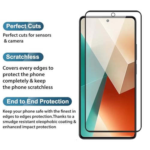 Image of DARKFIT Tempered Glass Premium Screen Protector Compatible for Redmi 13 /12 | Edge to Edge Coverage with Easy Installation Kit | Scratch Resistance | HD Clear Glass (Black Border) | Pack of 1