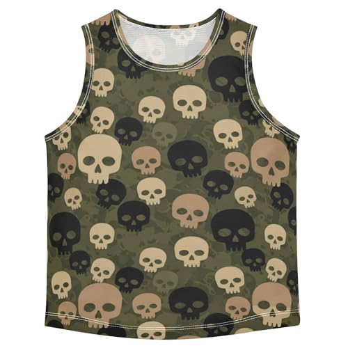 J JOYSAY Cartoon Camouflage Skull Boys Tank Top Sleeveless Muscle Shirts Quick Dry Workout Active Sport Kids T-Shirts 3-15T
