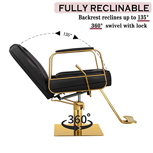 Luxmars Barber Chair Hydraulic Reclining Barber Chairs Salon Chair Adjustable Height And 360 Degree Swivel Tattoo Chair Salon Beauty Spa Chair Styling Equipment Black #TOP3