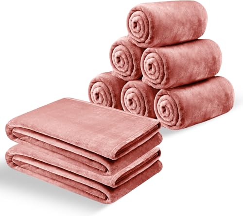 MOONLIGHT20015 8 Pack Bulk Queen Fleece Blankets 90x90 Baby Pink
