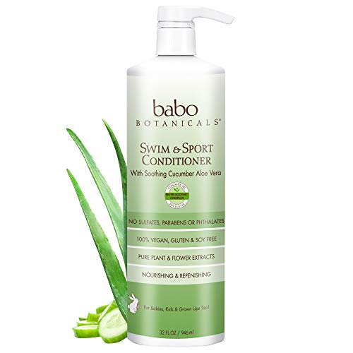 Babo Botanicals Swim & Sport Conditioner with Natural Cucumber and Aloe Vera, Green, Cucumber & Aloe Vera, 32 Ounce
