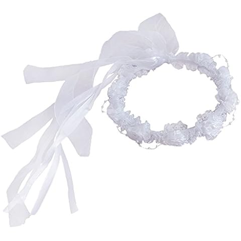 YoumeHome Wedding Flower Girl Headpiece Floral Crown to Match Flower Girl Dress (White) Cover