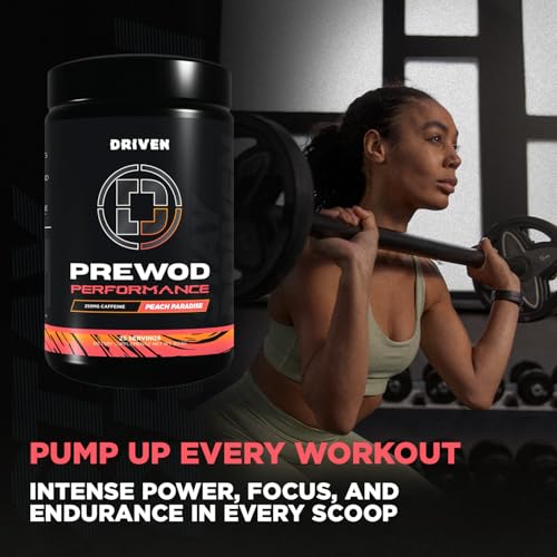 Image of Driven Nutrition PREWOD Energy Drink Powder, 25 Servings - Pre-Workout Supplement with Boosts Energy, Focus, Strength, & Endurance for High-Intensity Training (Peach Paradise)