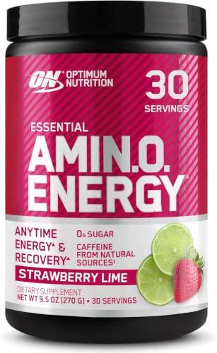 Image of Optimum Nutrition Amino Energy-Pre Workout with Green Tea, BCAA, Amino Acids,Keto Friendly,Green Coffee Extract,Energy Powder-Strawberry Lime, 9.5 Ounce, 30 Servings (Packaging May Vary) (Pack of 6)