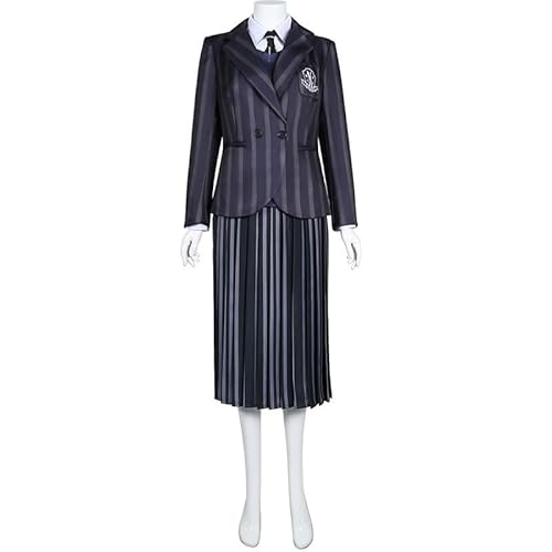 Cosplay Costume for The Addams Family Women Girls Nevermore Uniform Costume for Halloween and Themed Events (Without Wig, 3XL)