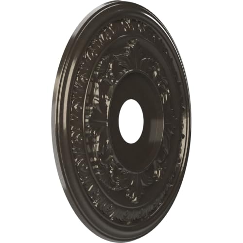Image of Ekena Millwork CMP19BACCH Baltimore Thermoformed PVC Ceiling Medallion (Fits Canopies up to 7 3 /4 inch), 19 inchOD x 3 1 /2 inchID x 1 inchP, Metallic Charcoal