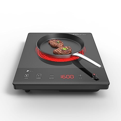 KOCONIC 1600W Single Burner,Electric Cooktop,Hot plate for cooking