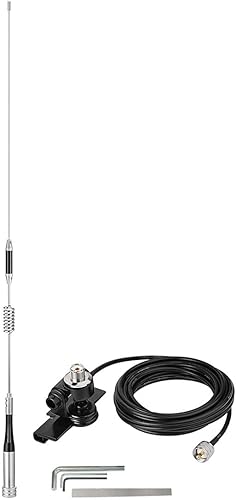 Antena de radio móvil de radioaficionado VHF UHF Radio aficionado Antena de radio bidireccional con soporte fijo PL259 macho 16.4 ft 16.5 pies RG58