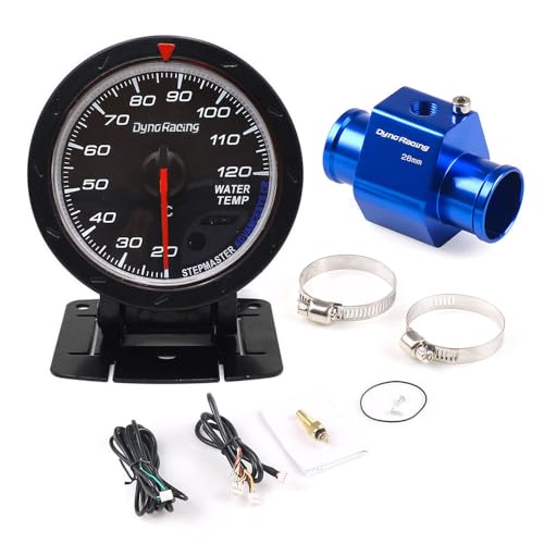 60mm 車用デジタル水温計 20-120℃ 水三通アダプター付き 1/8NPTセンサー 取付簡単 (28mm)